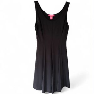 CATHERINE MALANDRINO Black Fit & Flare Vertical Seam Stretch Knit Tank Dress| M